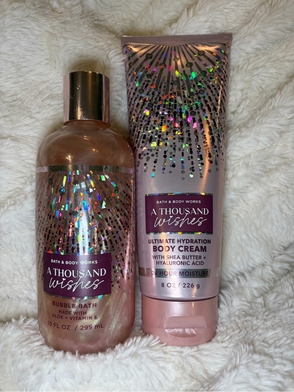 Bath & Body Works A Thousand Wishes Shimmering Pink Body Cream & Bubble Bath